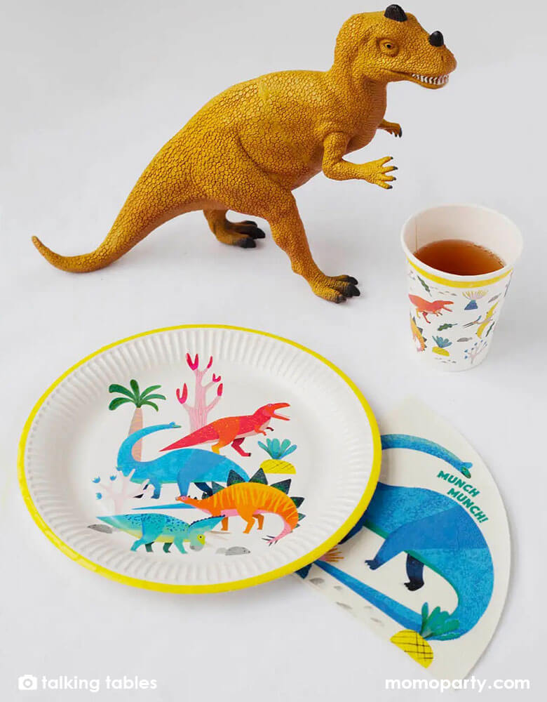 Blue & Green Dinosaur 9" Dinner Party Plates, 8 count
