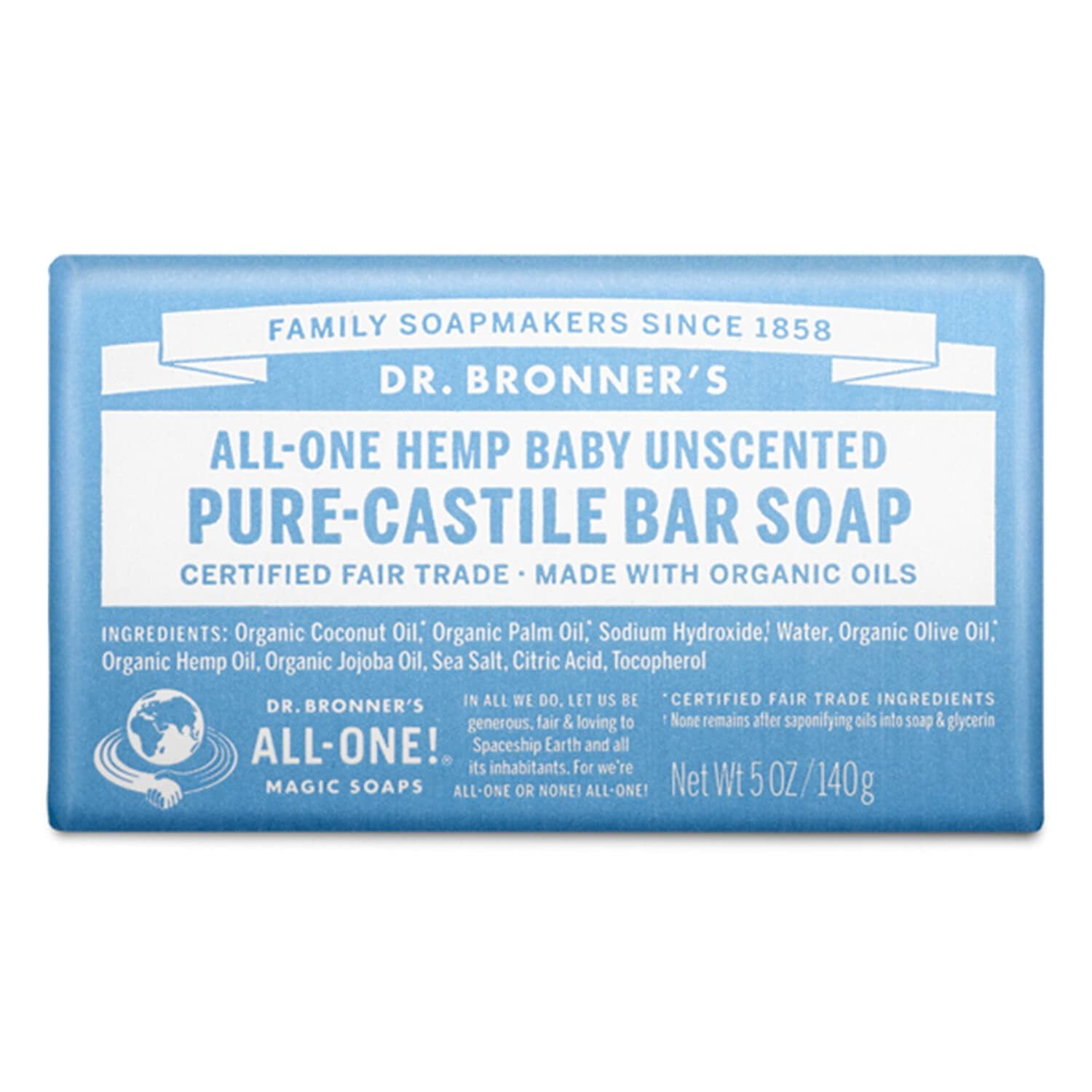 Dr. Bronners Bar Baby Mild Unscented 5oz Soap