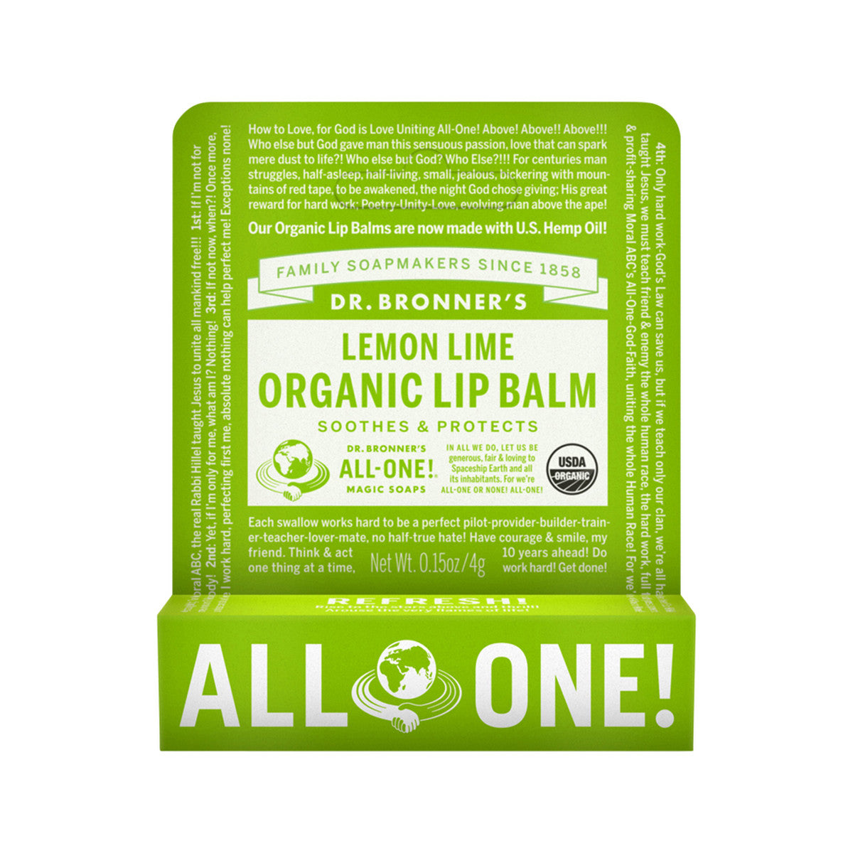 Dr. Bronners Organic Lip Balm Lemon Lime 0.15oz (12in)