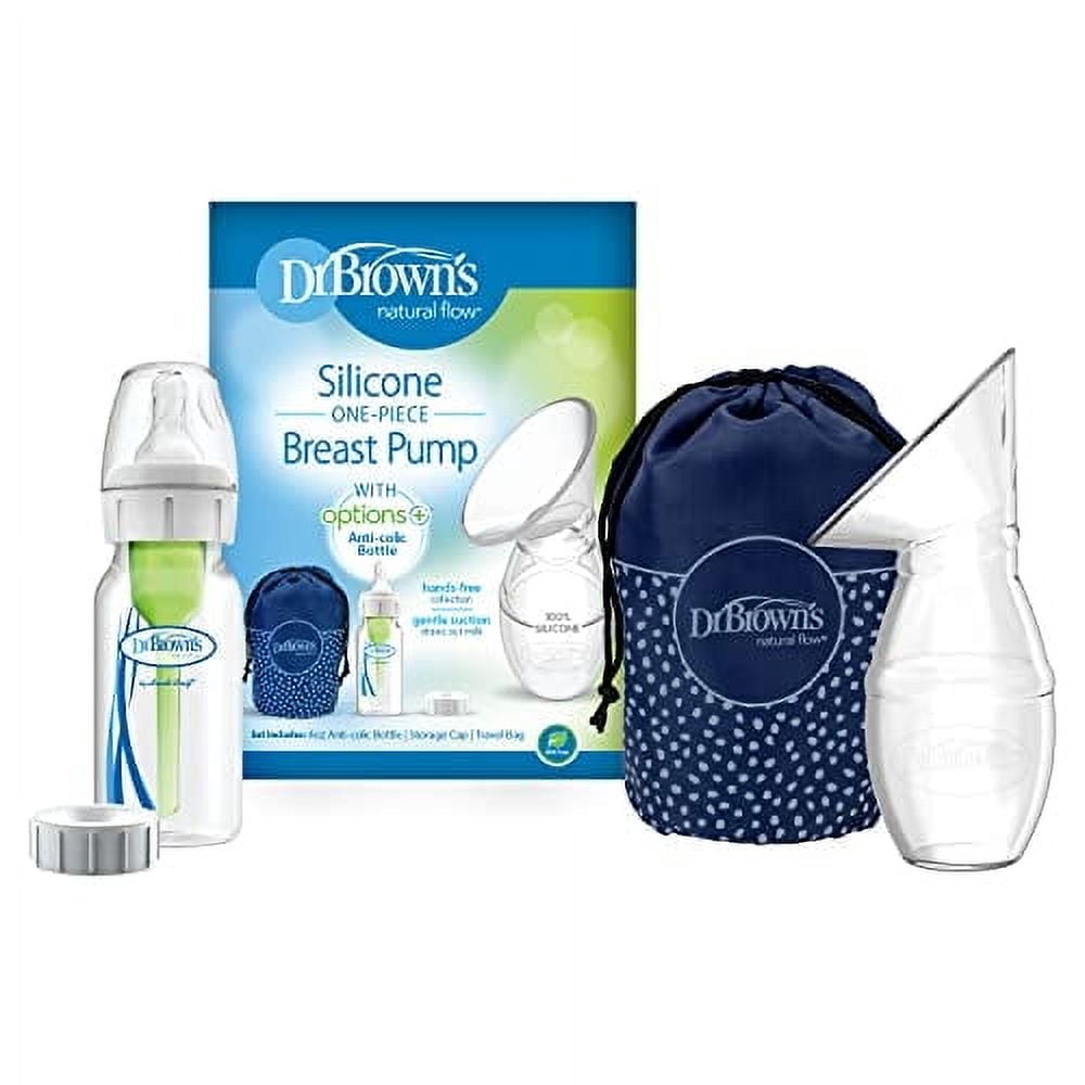 Dr Brown's Silicone Breast Pump with Anti-Colic Options Bottle and Travel Bag, 4 oz