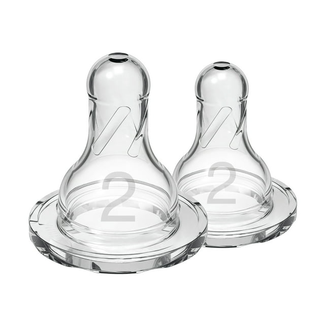 Dr Brown's Level 3 Narrow Baby Bottle Silicone Nipple - Medium-Fast Flow, 2 count