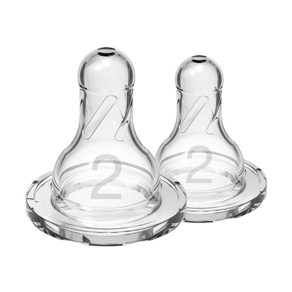 Dr Brown's Level 2 Narrow Baby Bottle Silicone Nipple - Medium Flow, 2 count