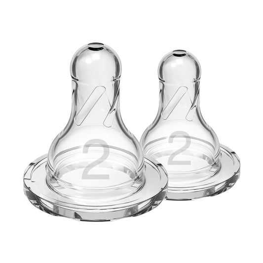 Dr Brown's Level 2 Narrow Baby Bottle Silicone Nipple - Medium Flow, 2 count