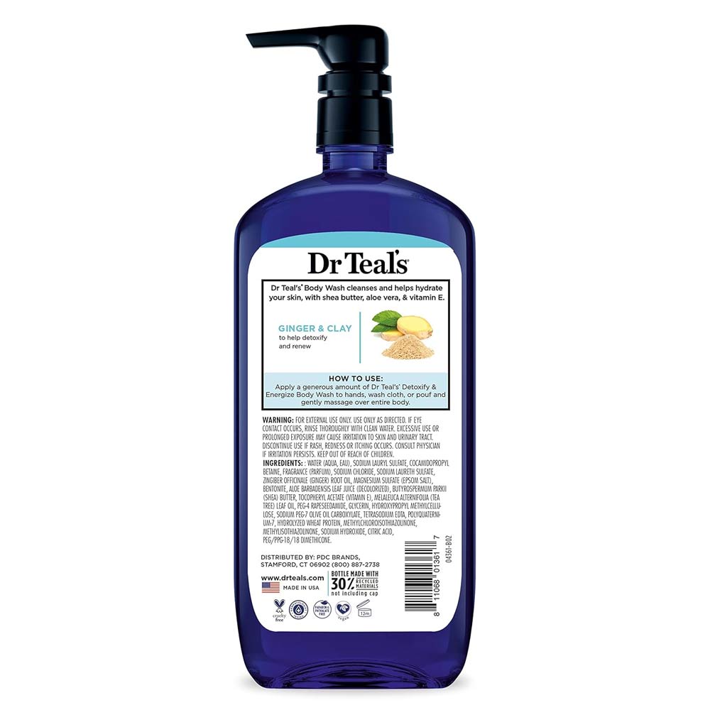Dr Teals Body Wash Ginger & Clay Detoxify & Energize 24oz