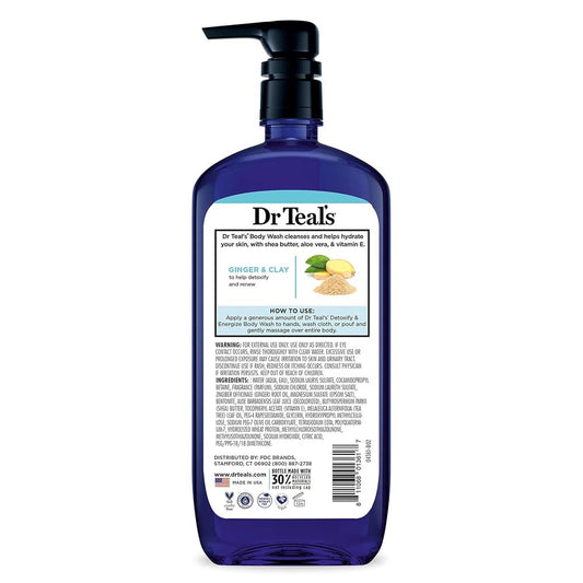 Dr Teals Body Wash Ginger & Clay Detoxify & Energize 24oz
