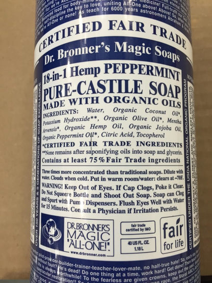 Dr. Bronners Peppermint 8oz Castile Soap