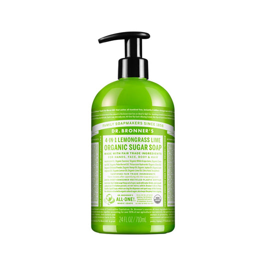 Dr. Bronners Organic Sugar Soap 12oz Lemongrass Lime Pump