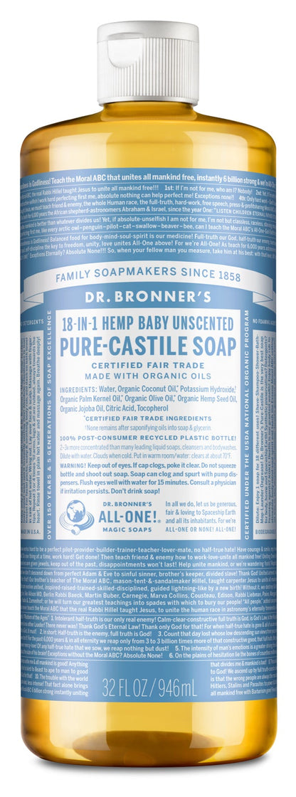 Dr. Bronners Baby Mild Unscnted 2oz(12in)Castile Soap