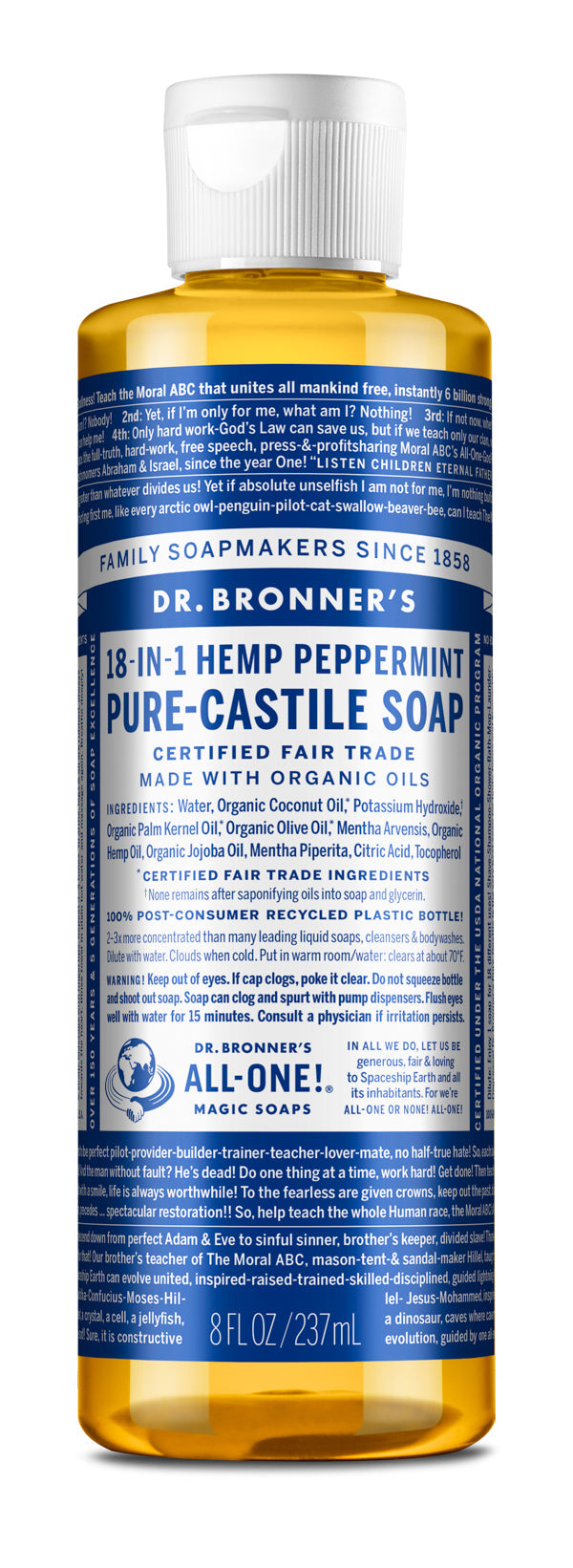 Dr. Bronners Peppermint 2oz (12in) Castile Soap