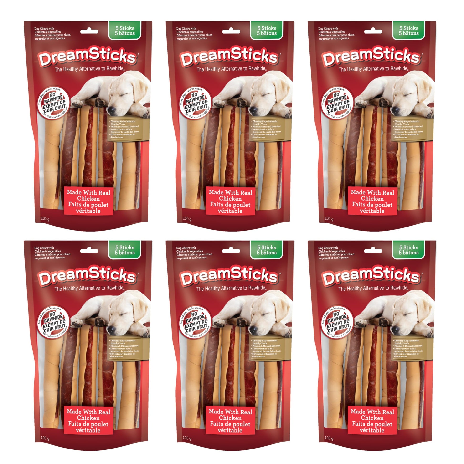 DreamBone DreamSticks Vegetables and Chicken Chews, 5 count