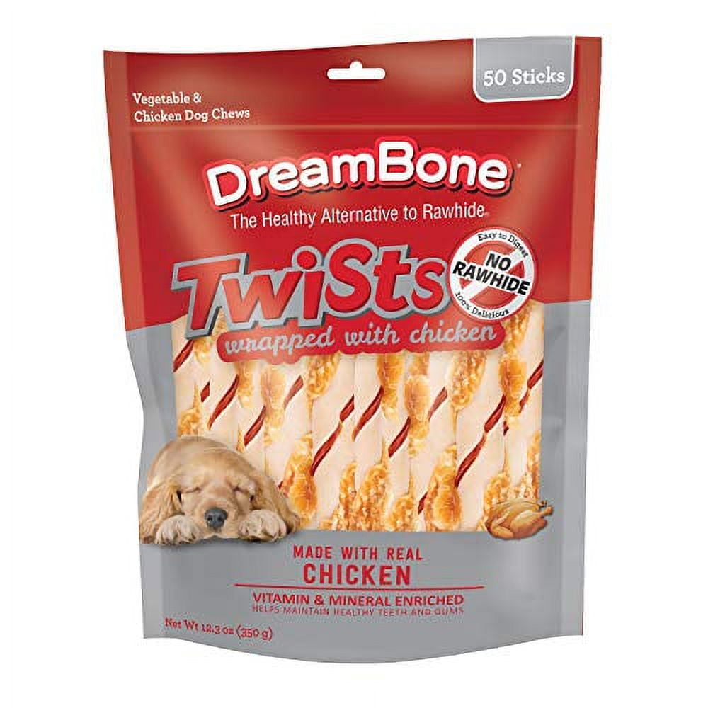DreamBone Chicken and Vegetable Twist Sticks Dog Treats, 50 count