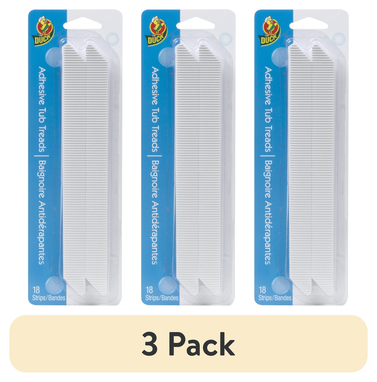 DUCK Adhesive Tub Tread Strips - White, 18 count