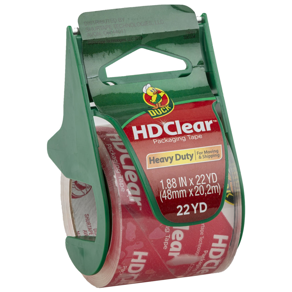 DUCK HD Clear Heavy Duty Packing Tape with Dispenser - 1.88" x 54.6 yds, 2 Rolls