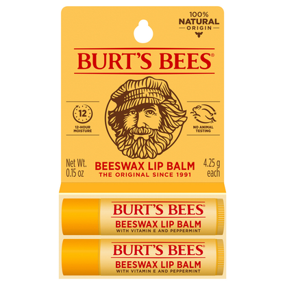 Burts Bees Lip Balm Beeswax Vitamin E/Peppermnt 4Pk (4in)