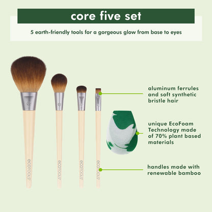 EcoTools The Core Five Make Up Brush and Sponge Set, 5 count