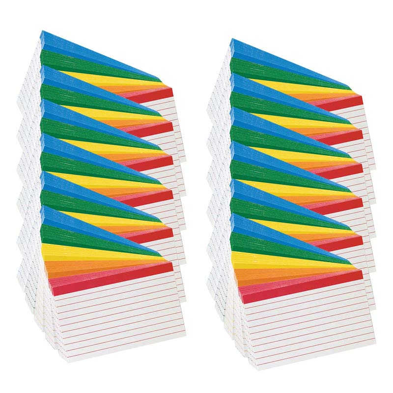 Oxford® Color Coded Ruled Index Cards, 3" x 5", Assorted Colors, 100 per Pack