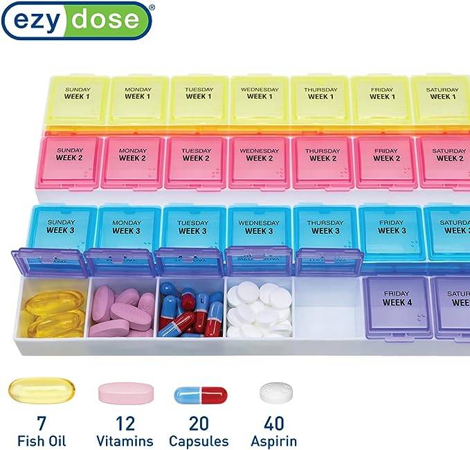 Ezy Dose Travel Pill Organizer with Mirror, Assorted