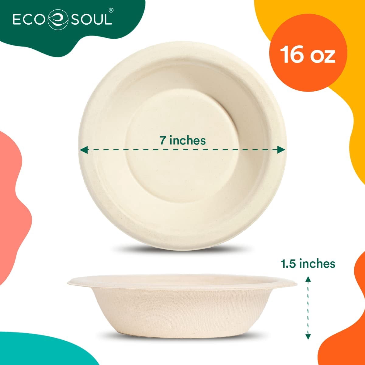 ECO SOUL ROUND BOWLS,16 OZ,BAGASSE