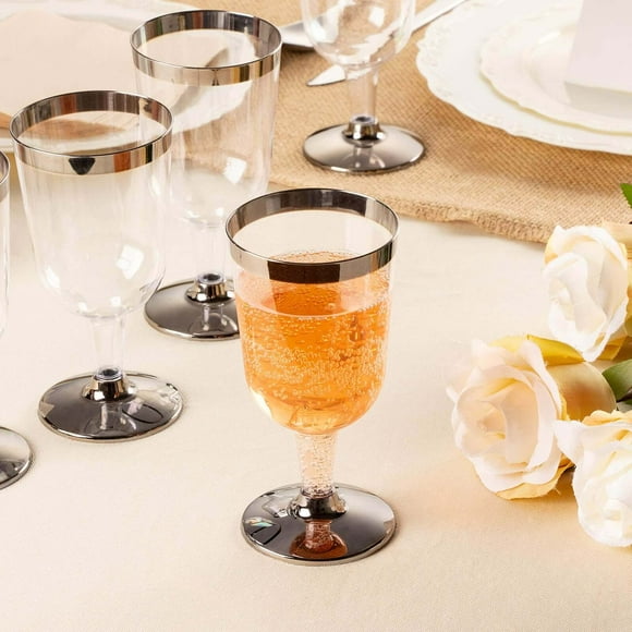 SENSATIONS 5 oz Plastic Wine Glasses, 6 count