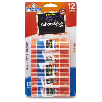 ELMER'S Washable School Glue Sticks - Disappearing Purple, 6 count