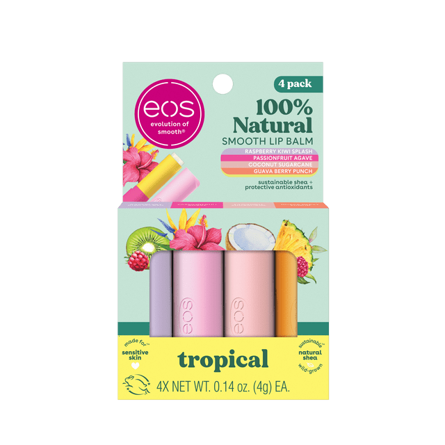 eos Limited Edition Lip Balm Variety Pack - Tropical Chiller, 4 count