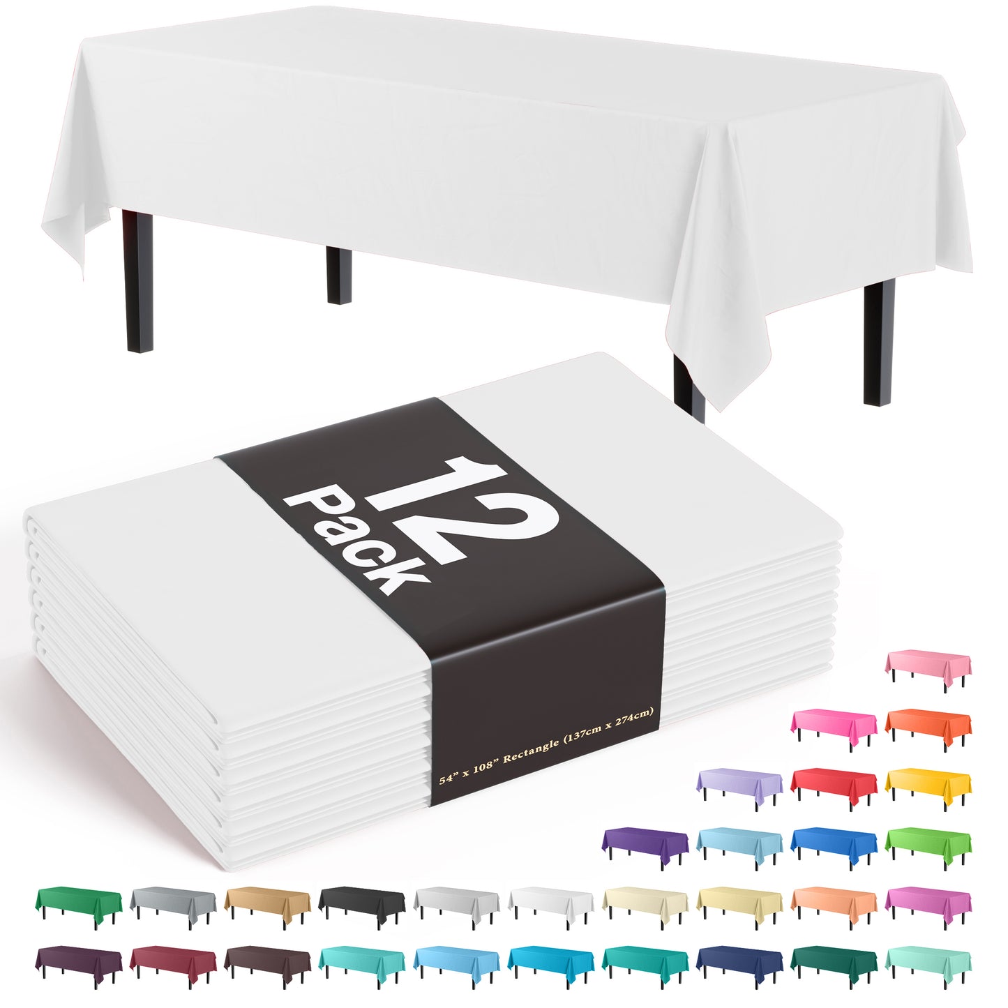 Table Mate Harvest Yellow Plastic Table Cover, 54" x 108"