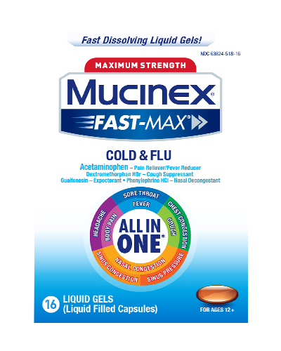 MUCINEX HBP COLD FLU LGL 16CT
