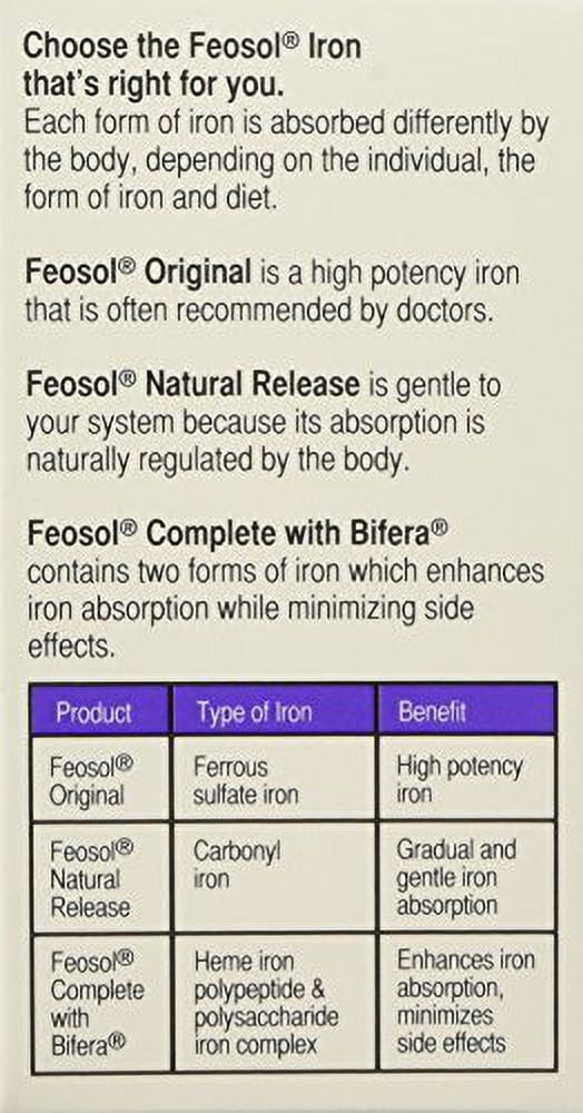 FEOSOL IRON TB 28MG 30 CPLT C/BIF