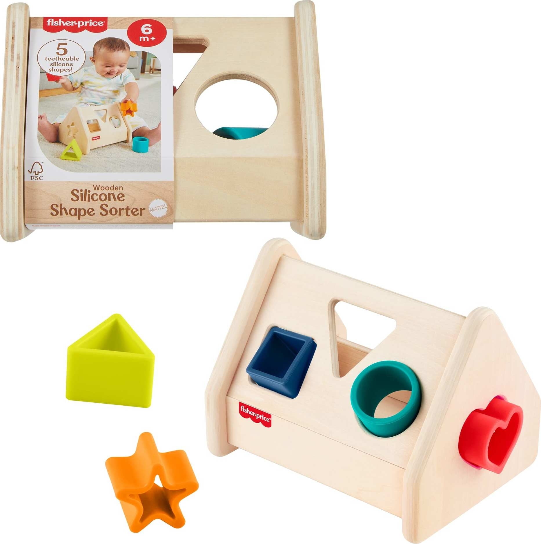 Fisher-Price Toddler Sorting Toy Wooden Shape Stacker