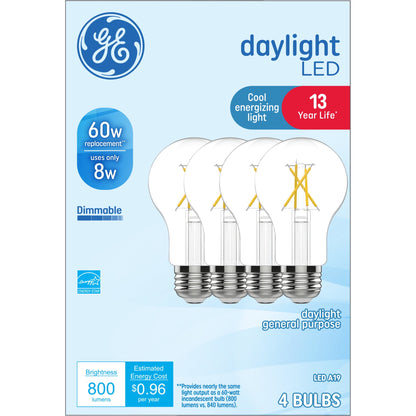 GE 8W A19 Daylight LED  Classic Shape Light Bulb