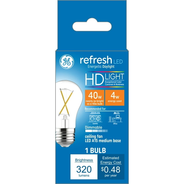 GE Lighting LED Refresh HD Light Bulb, Daylight, A19 Medium Base, 8.5 Watt, 4 pack
