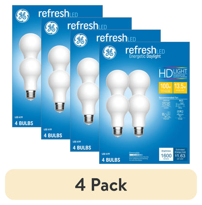 GE Lighting LED Refresh HD Light Bulb, Daylight, A19 Medium Base, 8.5 Watt, 4 pack