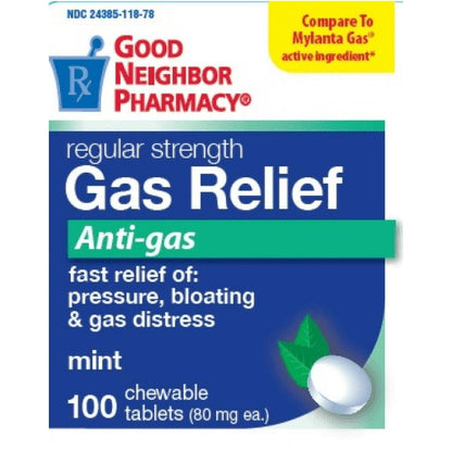 GNP GAS RELIEF 125 MG XS CHRY CHW TAB 18