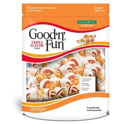 Good 'n' Fun Large Triple Flavored Wrapped Roll Rawhide Dog Treat, 2 count