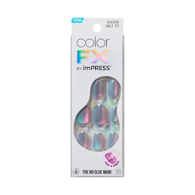 KISS imPRESS Color Press-On Fake Nails, Squoval Shaped - All Black
