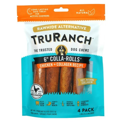 TruRanch 6" Collagen Rolls Chicken Flavor Dog Treats - 4 count