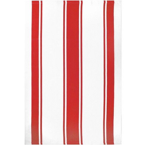 MUkitchen 100% Classic Stripe Towel - Crimson, 20"x30"