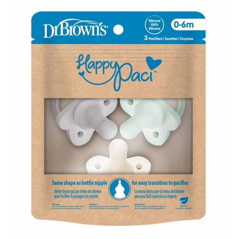 Dr Brown's HappyPaci One-Piece 100% Silicone Pacifier - 0-6 Months, 3 count