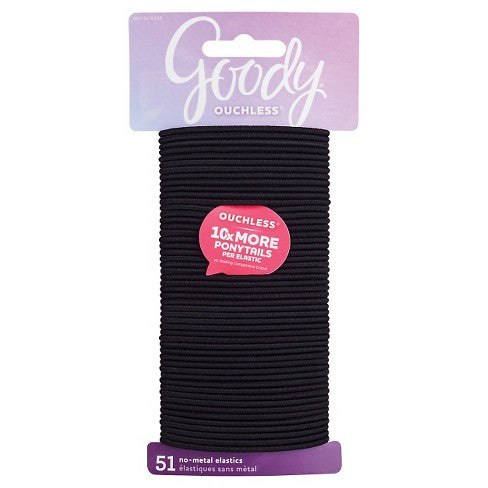 Goody Ouchless Elastic Hair Ties - Black, 51 count