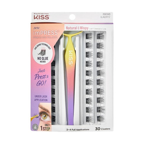 KISS imPRESS The No Glue Falsies Lash Clusters Kit - Demi Wispy, 48 clusters
