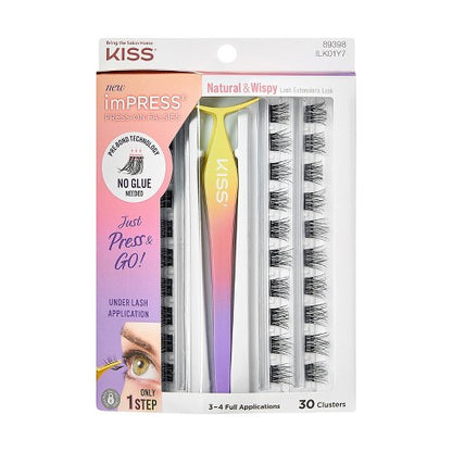 KISS imPRESS The No Glue Falsies Lash Clusters Kit - Demi Wispy, 48 clusters