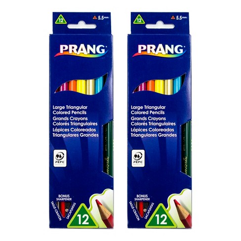 PRANG Large Triangular Colored Pencils With Sharpener - Assorted Colors, 12 count