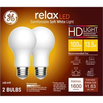 GE Lighting 100W A19 LED Light Bulbs Soft White: Dimmable, 2700 Kelvin, 1600 Lumens, Energy Star Certified, 2 pack
