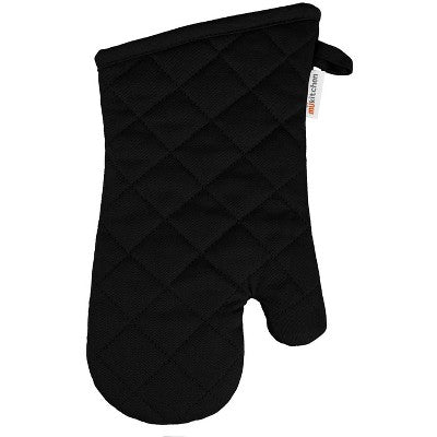 MUkitchen 100% Cotton Terry-Lined 13"x7" Oven Mitt - Onyx