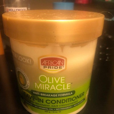 African Pride Olive Miracle Anti-Breakage Leave -In Conditioner Cream, 15 oz