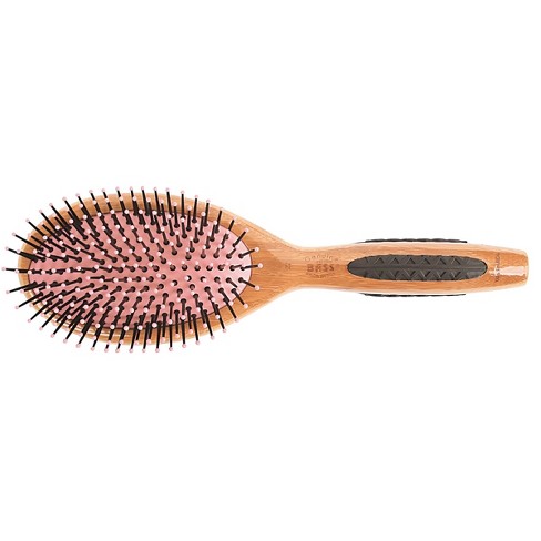 BASS Brushes Style & Detangle Hair Brush With Premium Bamboo Handle - Large Paddle with Nylon Pins