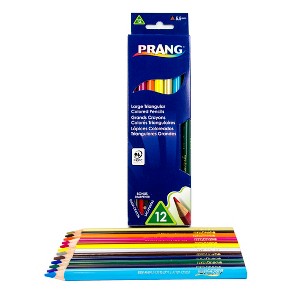 PRANG Large Triangular Colored Pencils With Sharpener - Assorted Colors, 12 count