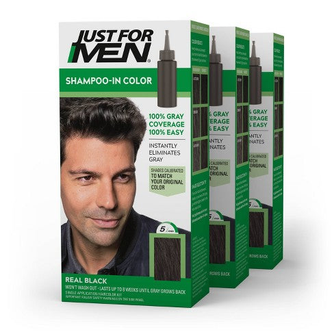 Just For Men Shampoo-In Color Gray Hair Coloring for Men - H-60 Jet Black