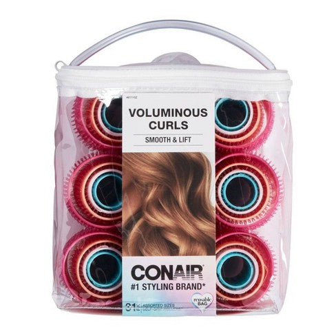 CONAIR Heatless Voluminous Curl Self Grip Rollers - Assorted Sizes & Colors, 31 count