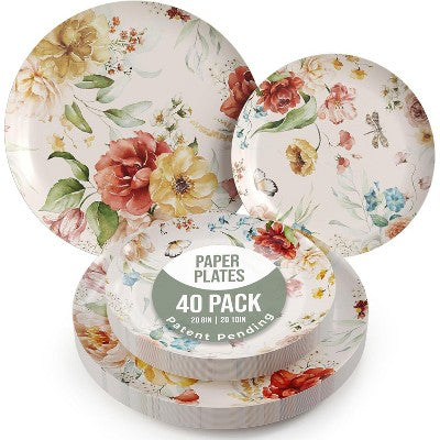 SENSATIONS Premium Paper Dinner Plates - Modern Monochrome, 20 count